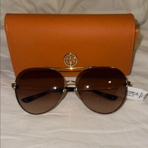 Tory Burch Brown Aviator Sunglasses